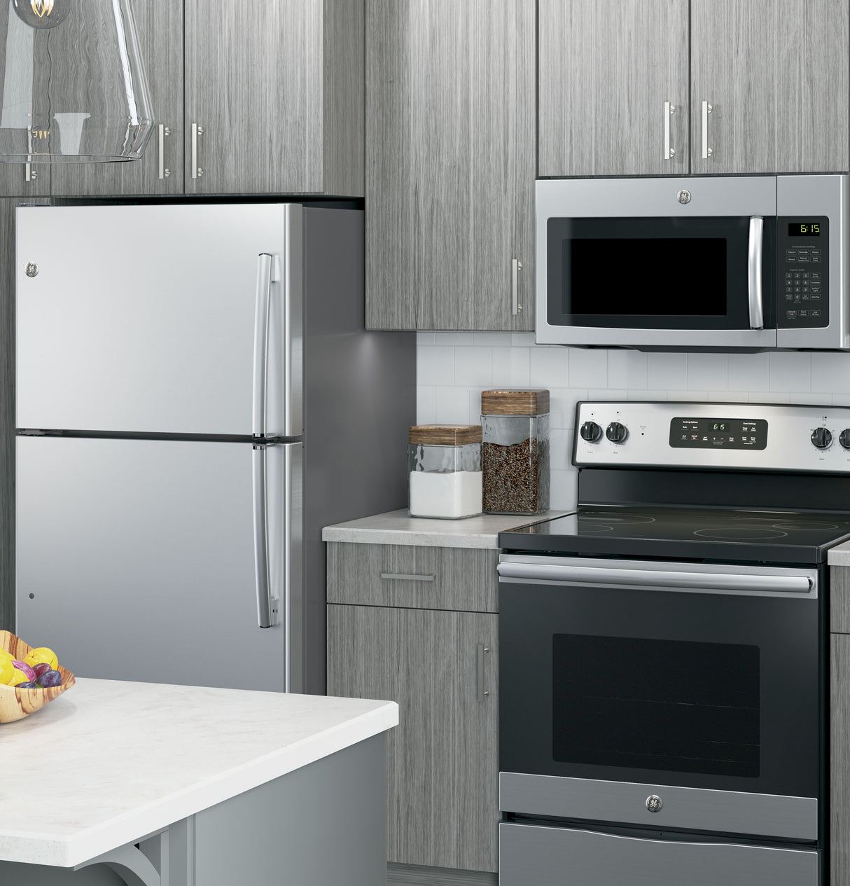 GE 1.6 Cu. Ft. Over-the-Range Microwave Oven with Recirculating Venting - Stainless Steel (JNM3163RJSS)