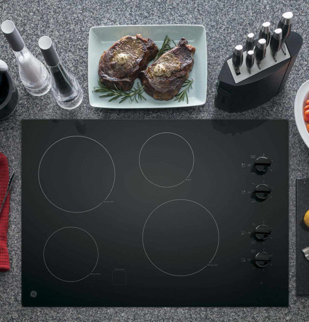 GE 30" Built-In Knob Control Electric Cooktop - Black (JP3030DWBB)