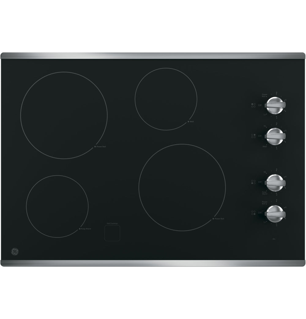 GE 30" Built-In Knob Control Electric Cooktop - Stainless Steel on Black (JP3030SWSS)