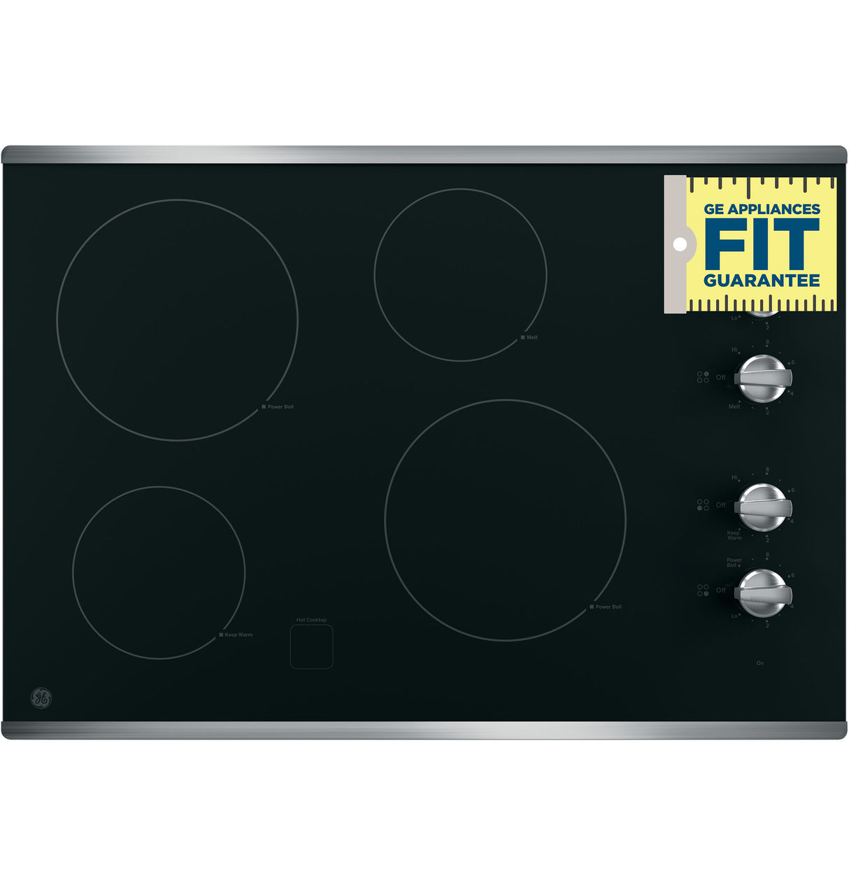 GE 30" Built-In Knob Control Electric Cooktop - Stainless Steel on Black (JP3030SWSS)