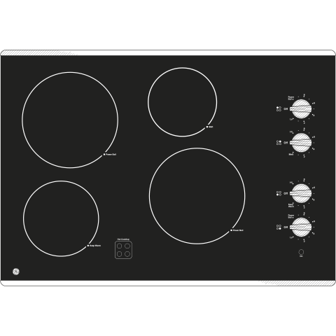 GE 30" Built-In Knob Control Electric Cooktop - Stainless Steel on Black (JP3030SWSS)