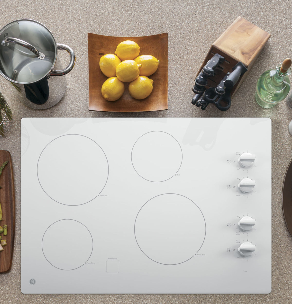 GE 30" Built-In Knob Control Electric Cooktop - White (JP3030TWWW)