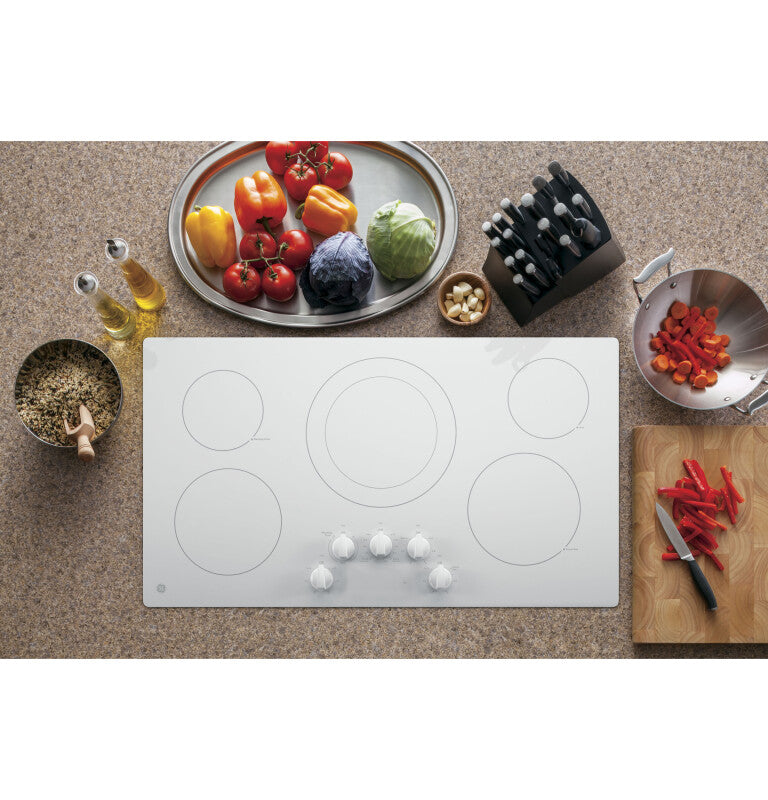 GE 36" Built-In Knob Control Electric Cooktop - White (JP3036TLWW)