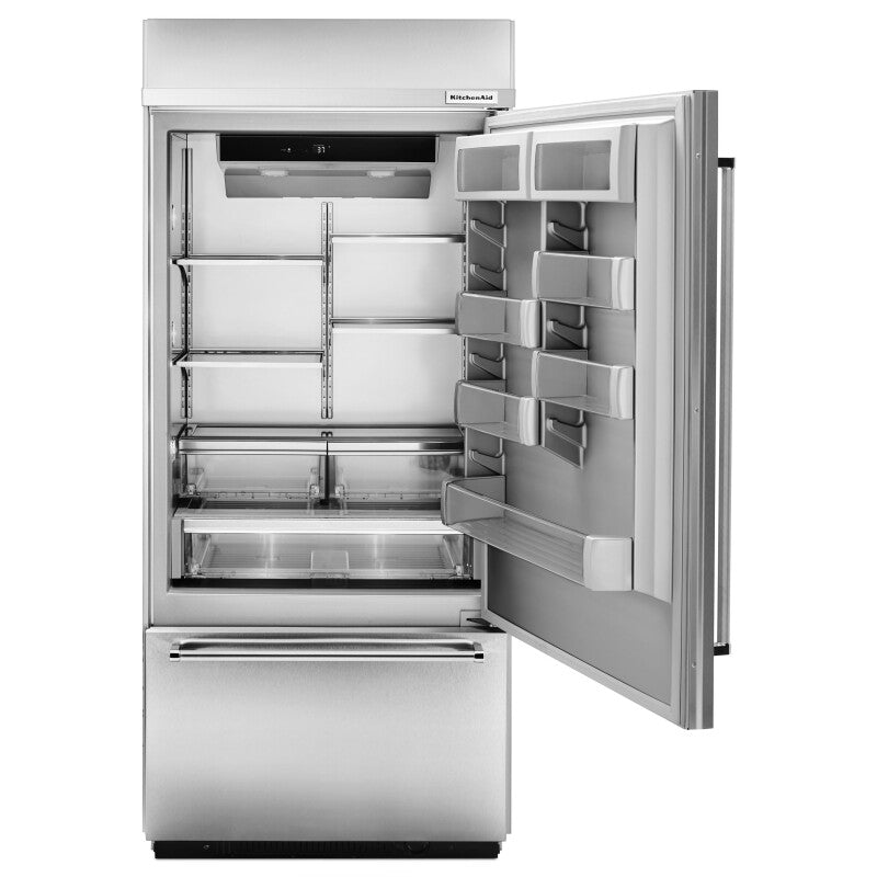 KitchenAid 20.9 Cu. Ft. 36" Width Built-In Stainless Bottom Mount Refrigerator with Platinum Interior Design - Stainless Steel (KBBR306ESS)