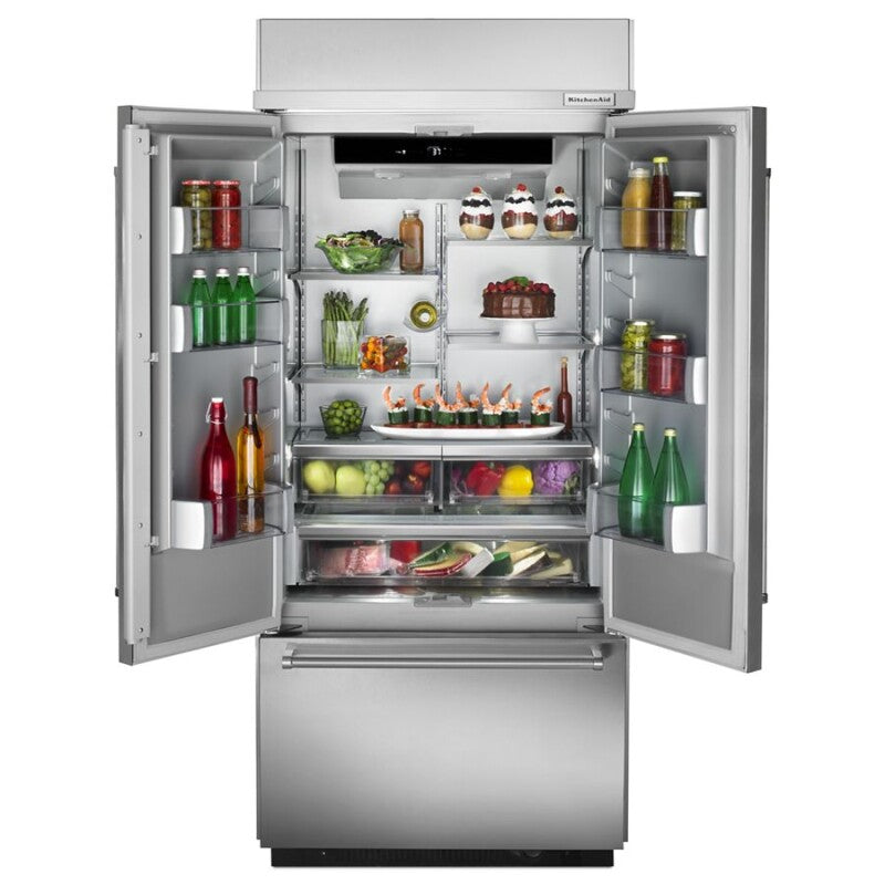 KitchenAid 20.8 Cu. Ft. 36" Width Built In Stainless Steel French Door Refrigerator with Platinum Interior Design - Stainless Steel (KBFN506ESS)