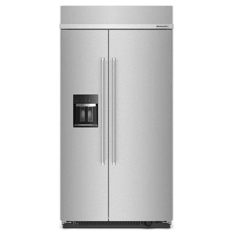 KitchenAid 25.1 Cu. Ft. 42" Built-In Side-by-Side Refrigerator with Ice and Water Dispenser - Stainless Steel with PrintShield™ Finish (KBSD702MPS)