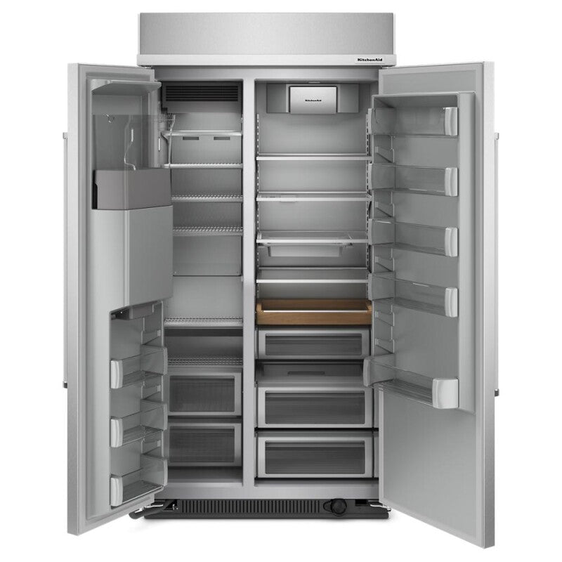 KitchenAid 25.1 Cu. Ft. 42" Built-In Side-by-Side Refrigerator with Ice and Water Dispenser - Stainless Steel with PrintShield™ Finish (KBSD702MPS)
