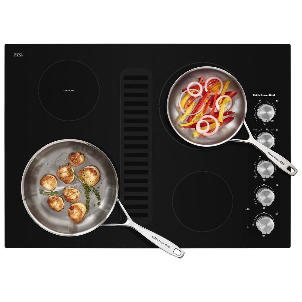 KitchenAid 30" Electric Downdraft Cooktop with 4 Elements - Black (KCED600GBL)