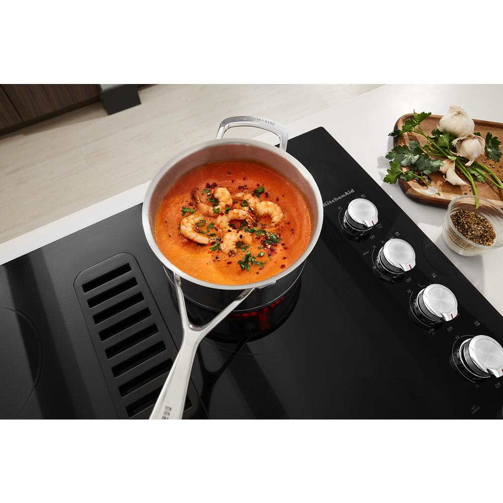 KitchenAid 30" Electric Downdraft Cooktop with 4 Elements - Black (KCED600GBL)