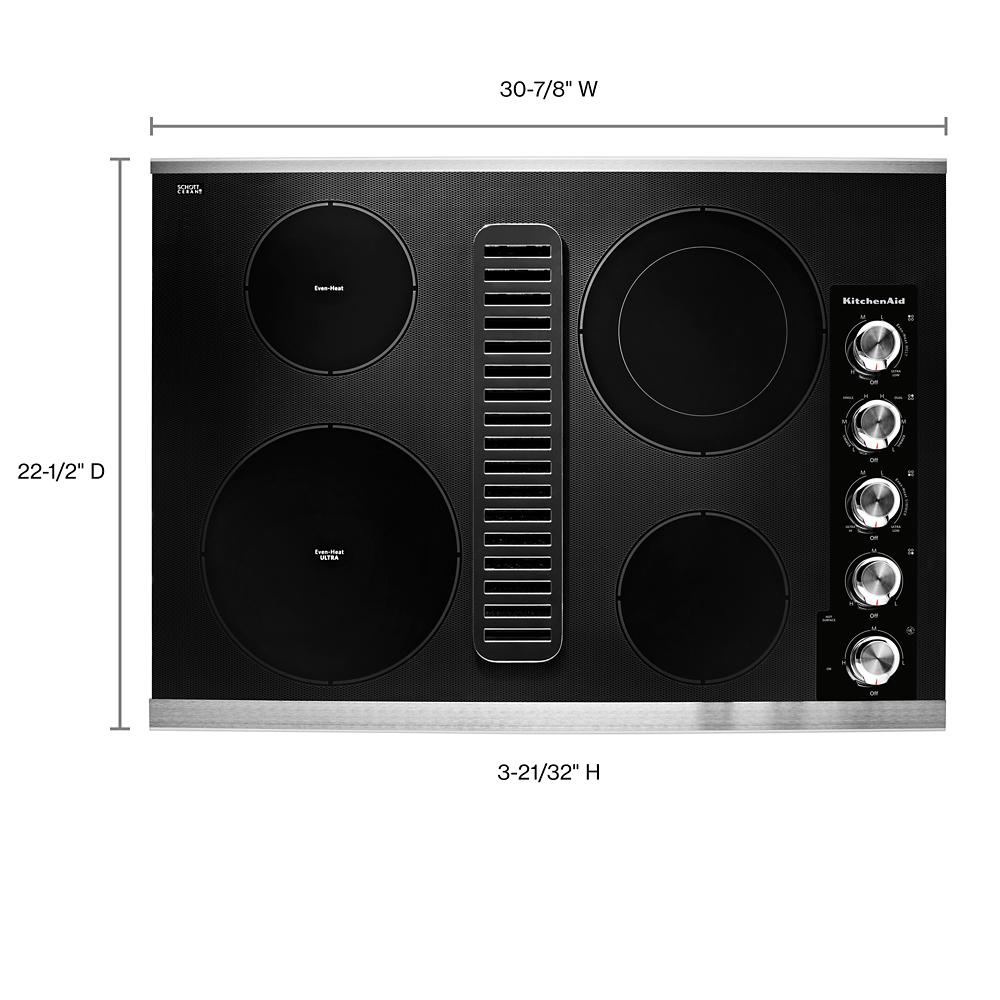 KitchenAid 30" Electric Downdraft Cooktop with 4 Elements - Stainless Steel (KCED600GSS)