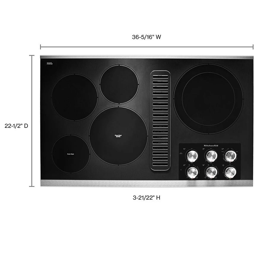 KITCHENAID 36" Electric Downdraft Cooktop with 5 Elements - Stainless Steel (KCED606GSS)