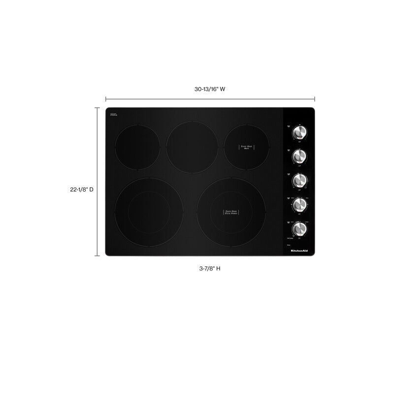 KitchenAid 30" Electric Cooktop with 5 Elements and Knob Controls - Stainless Steel (KCES550HSS)