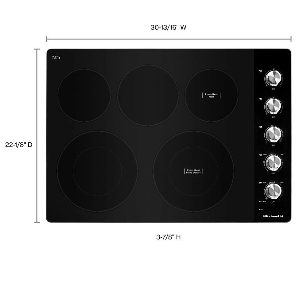 KitchenAid 30" Electric Cooktop with 5 Elements and Knob Controls - Stainless Steel (KCES550HSS)