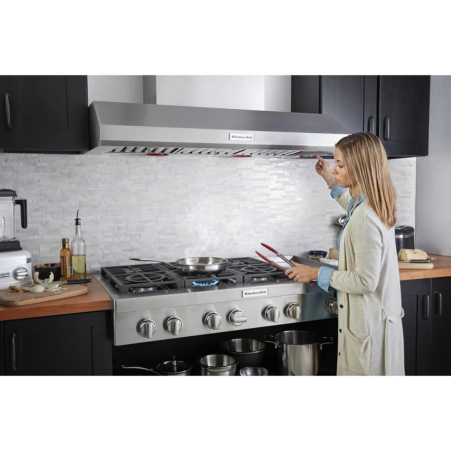 KitchenAid 48'' 6-Burner Commercial-Style Gas Rangetop with Griddle - Stainless Steel (KCGC558JSS)