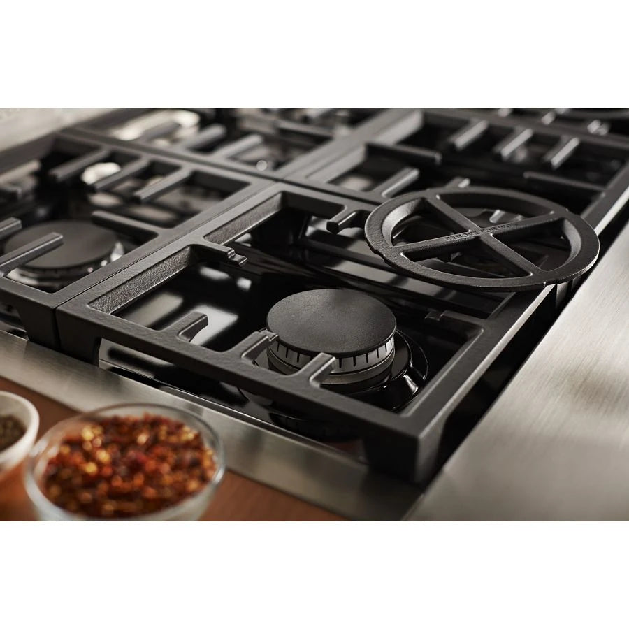 KITCHENAID 48'' 6-burner Commercial-style Gas Rangetop With Griddle - Stainless Steel (KCGC558JSS)