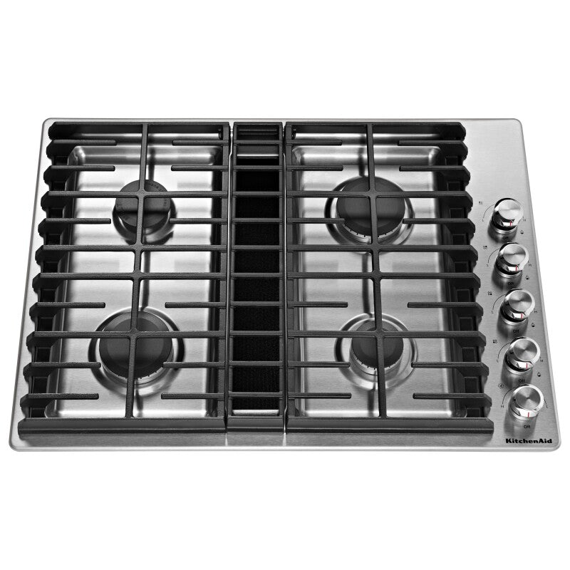 KitchenAid 30" 4 Burner Gas Downdraft Cooktop - Stainless Steel (KCGD500GSS)