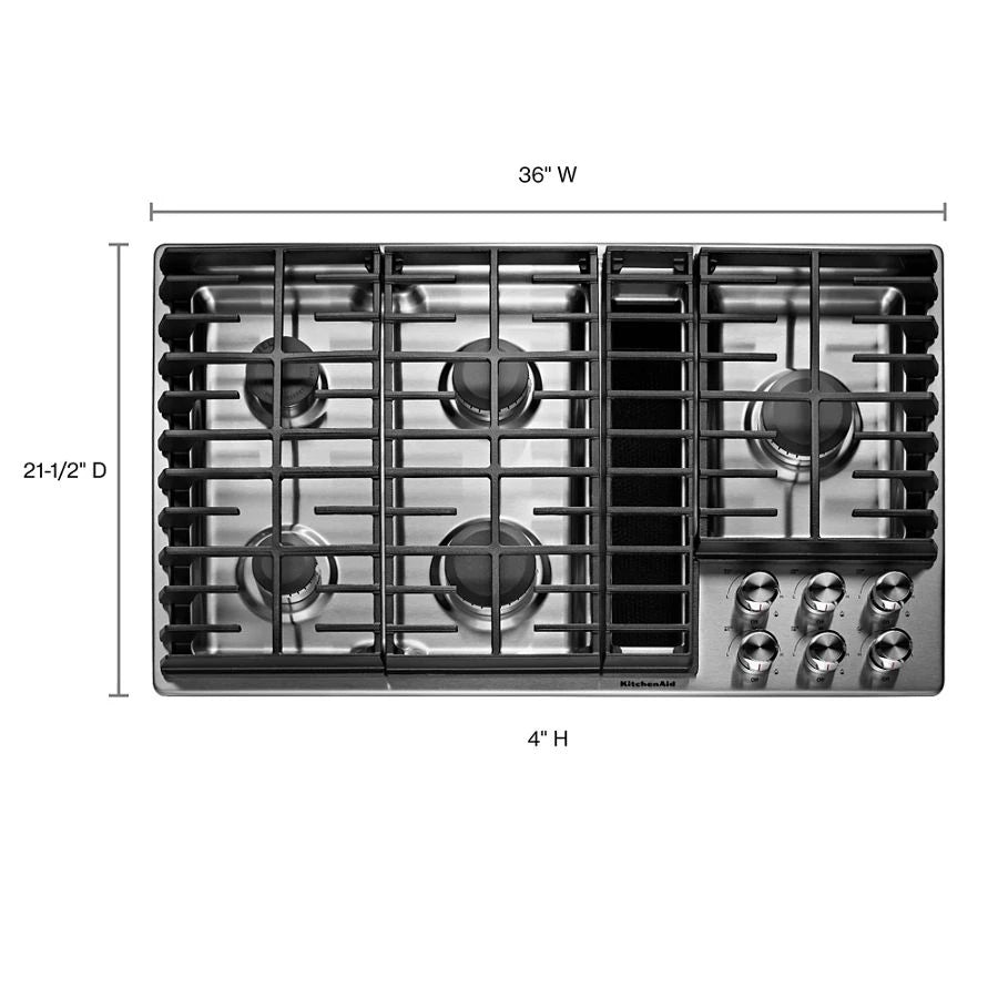 KITCHENAID 36" 5 Burner Gas Downdraft Cooktop - Stainless Steel (KCGD506GSS)