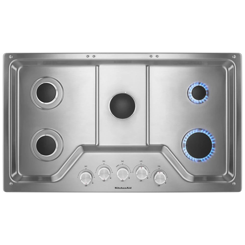 KitchenAid 36" 5-Burner Gas Cooktop - Stainless Steel (KCGS356ESS)