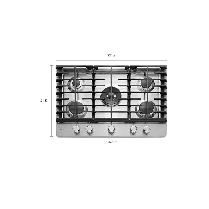 KitchenAid 30" 5-Burner Gas Cooktop - Stainless Steel (KCGS550ESS)