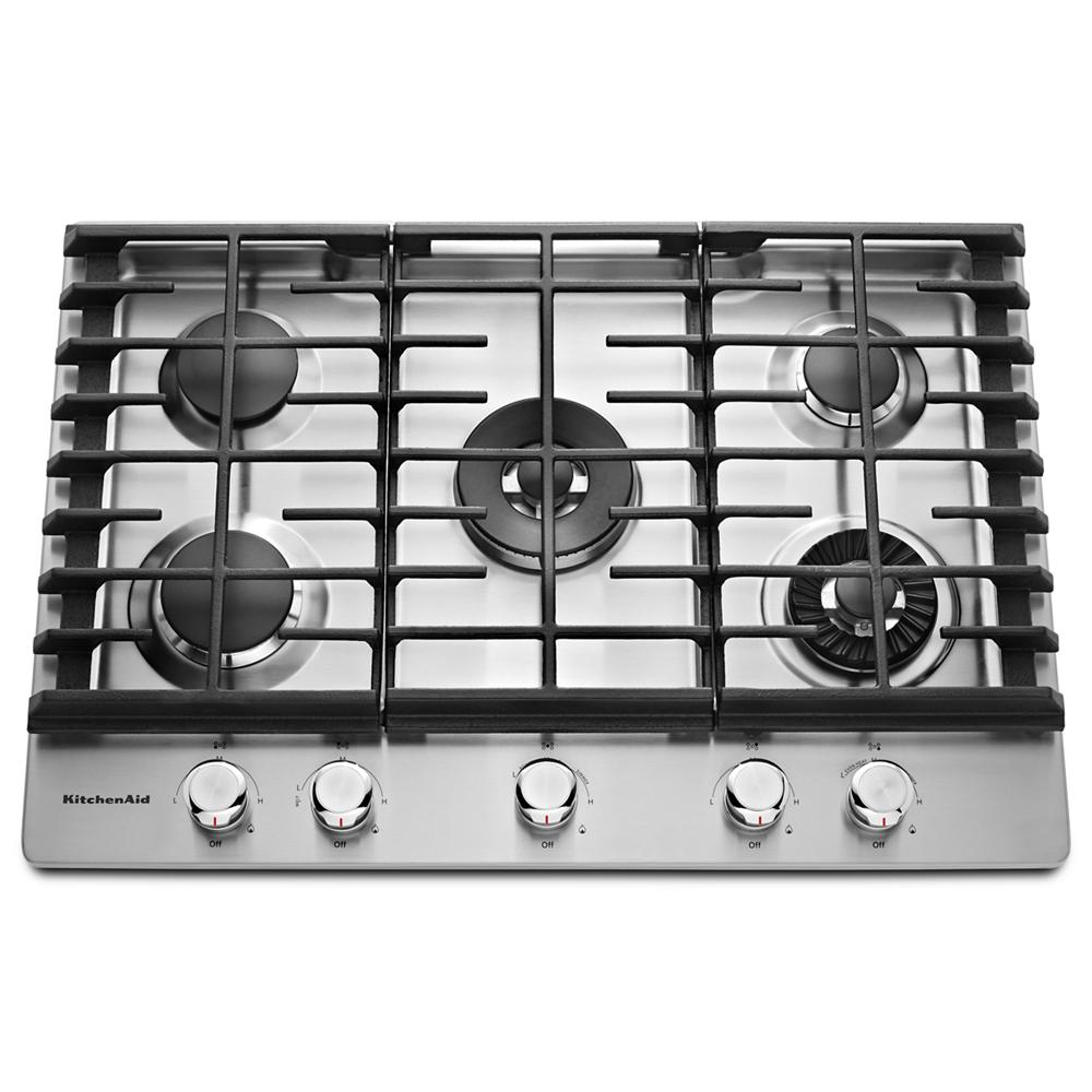 KitchenAid 30" 5-Burner Gas Cooktop with Griddle - Stainless Steel (KCGS950ESS)