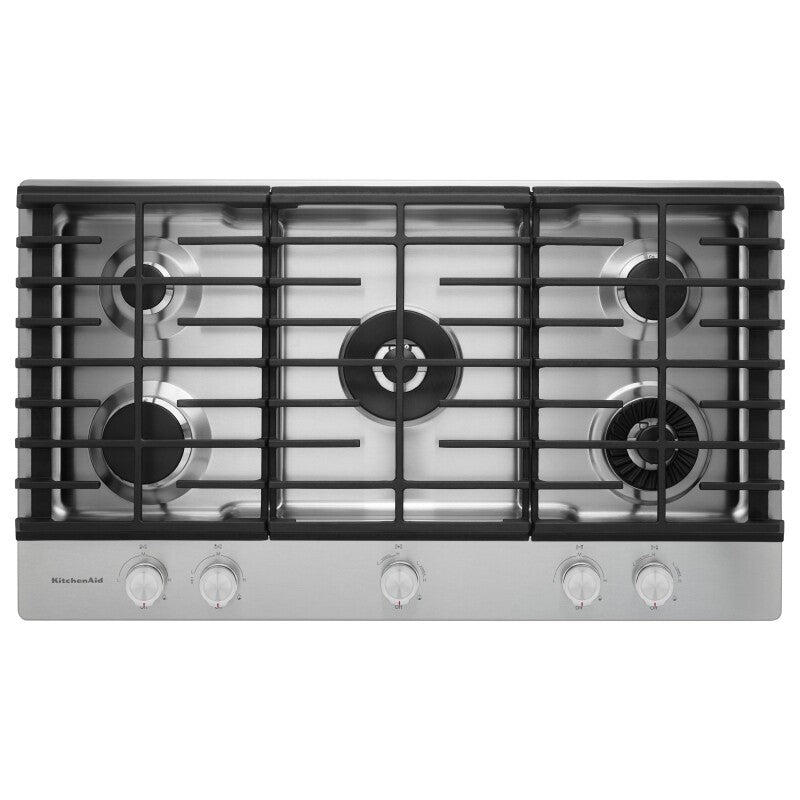 KitchenAid 36" 5-Burner Gas Cooktop with Griddle - Stainless Steel (KCGS956ESS)