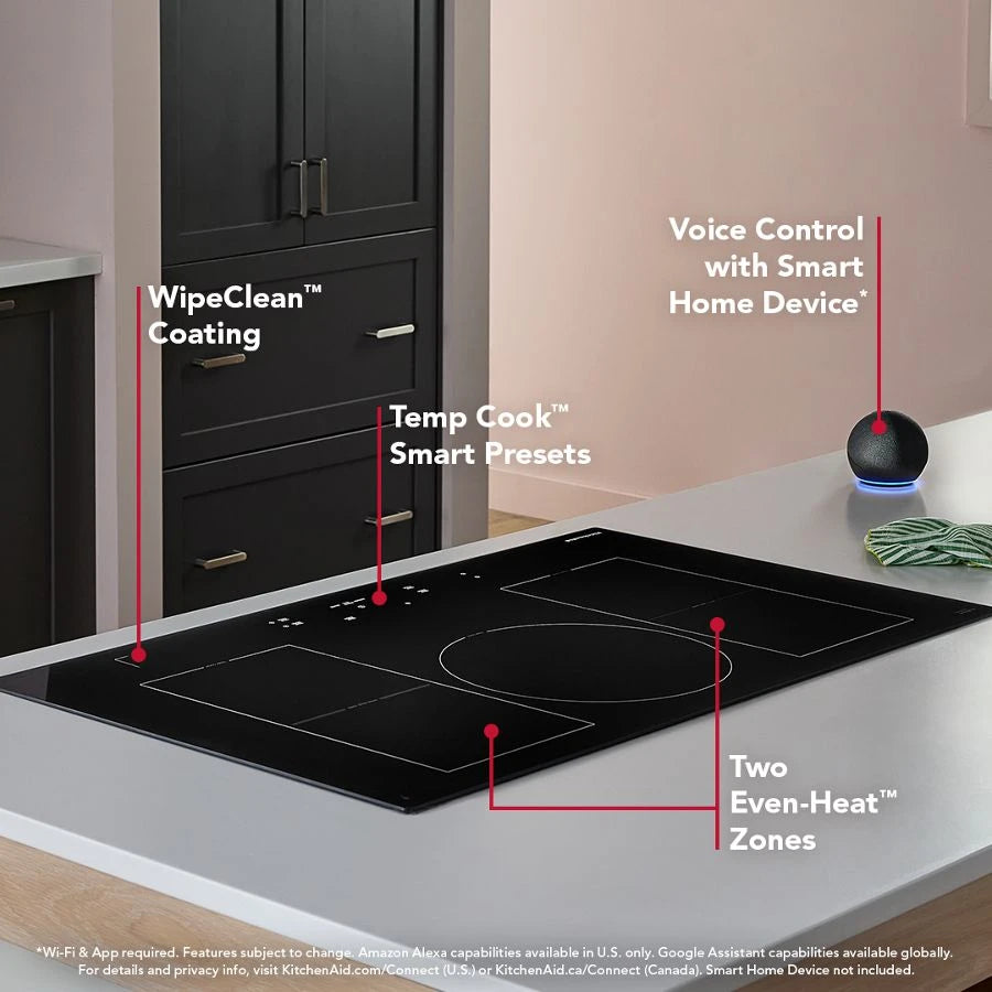 KITCHENAID 36" Temp Cook™ Induction Cooktop with 5 Cooking Zones - Black (KCIT736SBL)