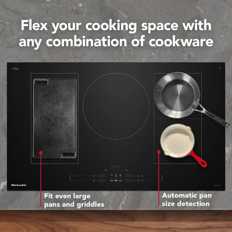 KITCHENAID 36" Temp Cook™ Induction Cooktop with 5 Cooking Zones - Black (KCIT736SBL)