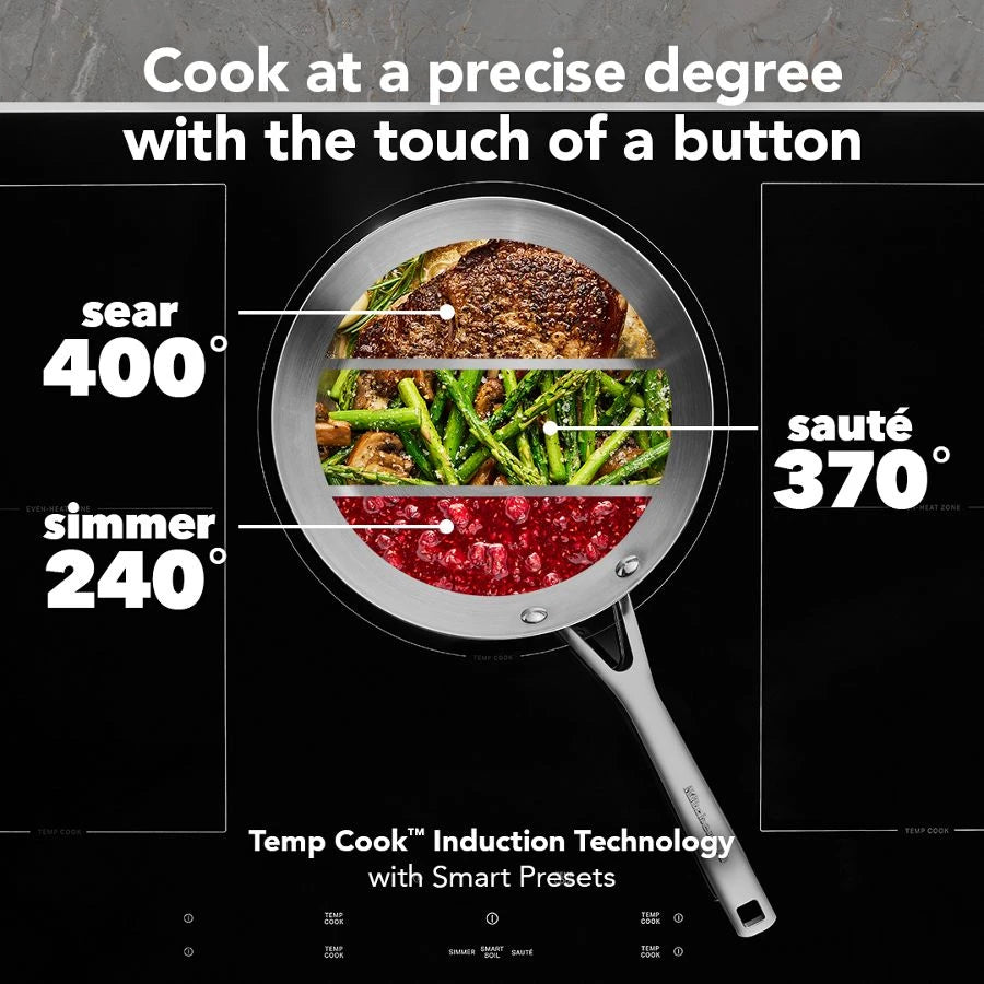 KITCHENAID 36" Temp Cook™ Induction Cooktop with 5 Cooking Zones - Black (KCIT736SBL)