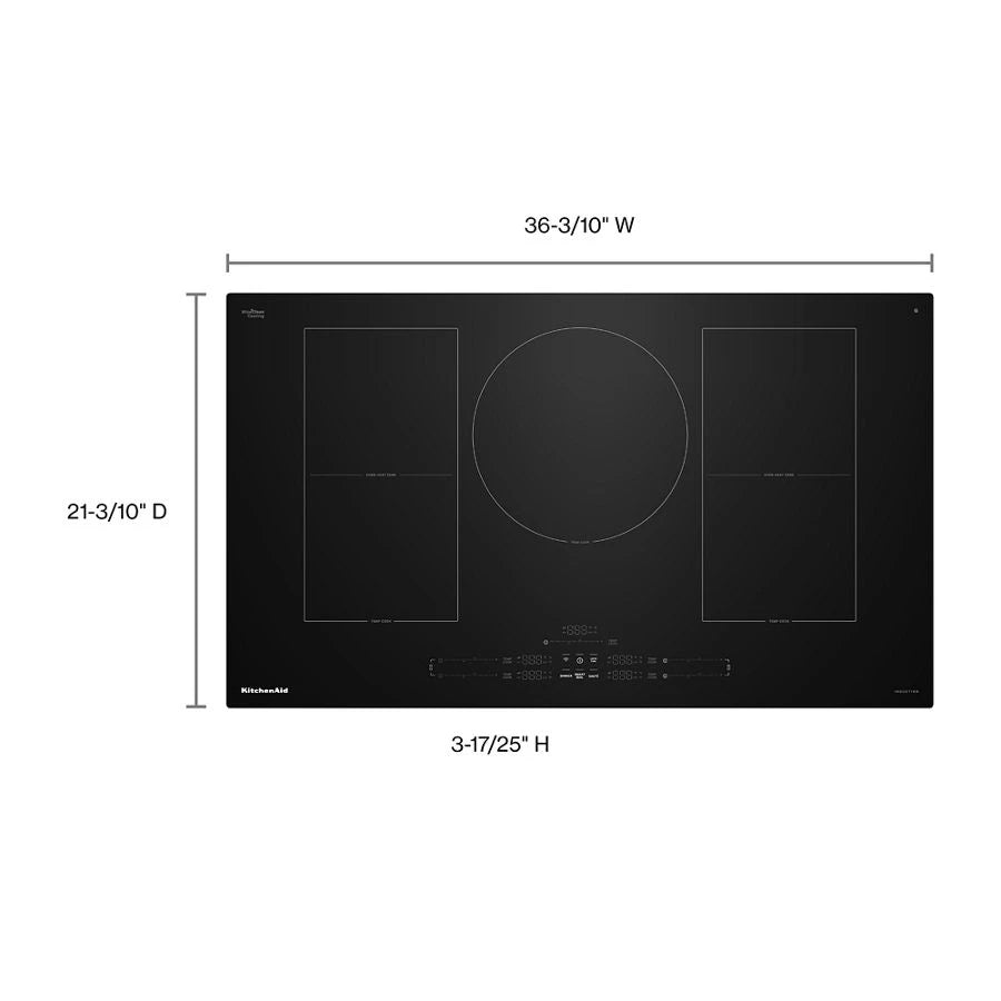 KITCHENAID 36" Temp Cook™ Induction Cooktop with 5 Cooking Zones - Black (KCIT736SBL)