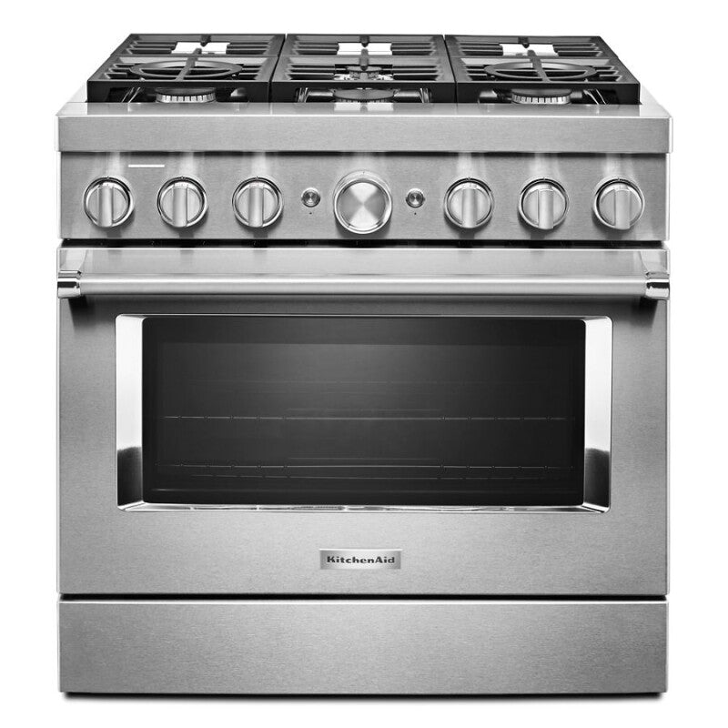 KitchenAid 36'' Smart Commercial-Style Dual Fuel Range with 6 Burners - Stainless Steel (KFDC506JSS)