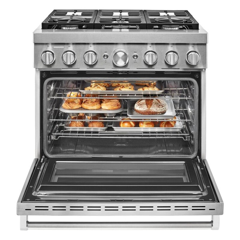 KitchenAid 36'' Smart Commercial-Style Dual Fuel Range with 6 Burners - Stainless Steel (KFDC506JSS)
