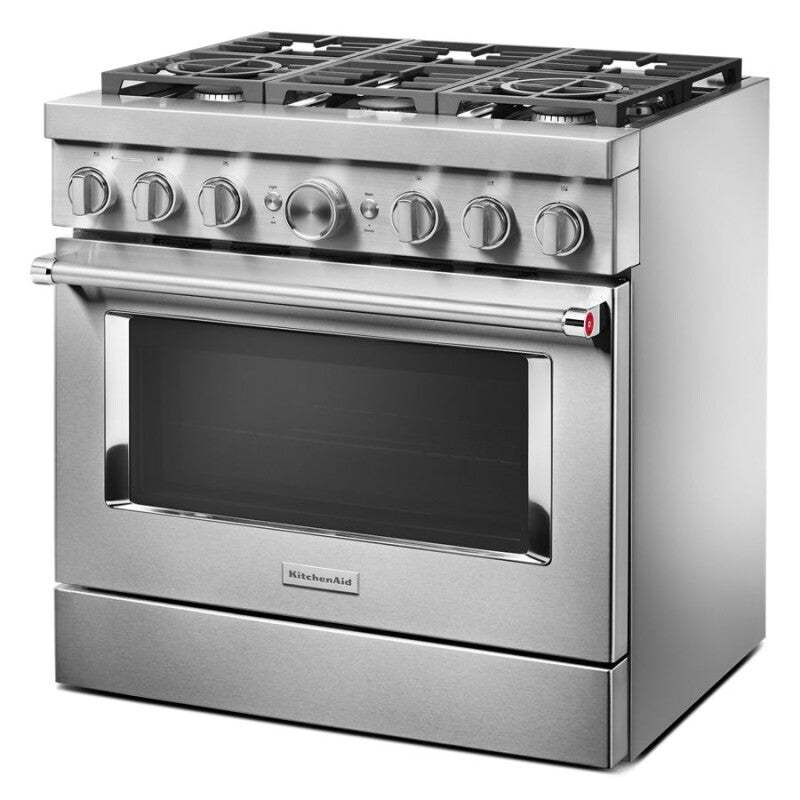 KitchenAid 36'' Smart Commercial-Style Dual Fuel Range with 6 Burners - Stainless Steel (KFDC506JSS)