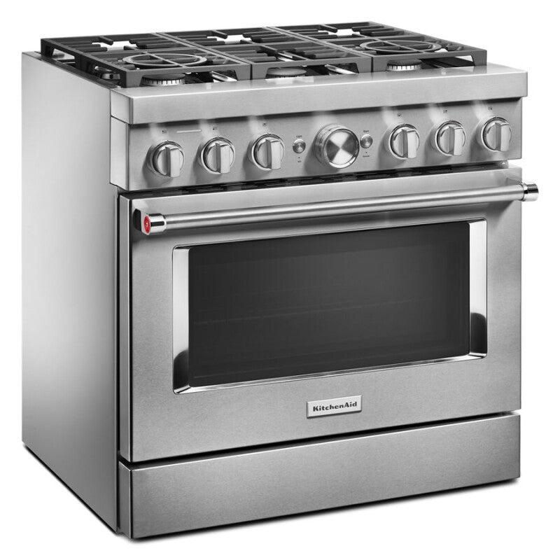 KitchenAid 36'' Smart Commercial-Style Dual Fuel Range with 6 Burners - Stainless Steel (KFDC506JSS)