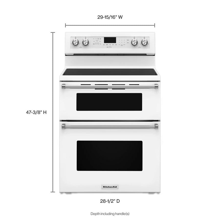 KITCHENAID 30-Inch 5 Burner Electric Double Oven Convection Range - White (KFED500EWH)