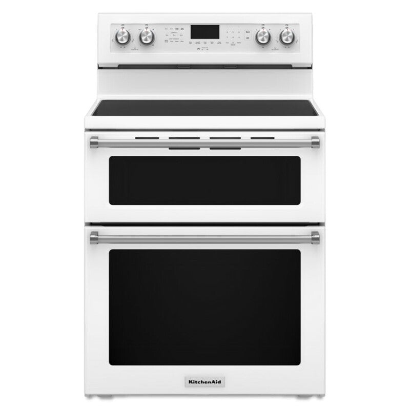 KitchenAid 30-Inch 5 Burner Electric Double Oven Convection Range - White (KFED500EWH)