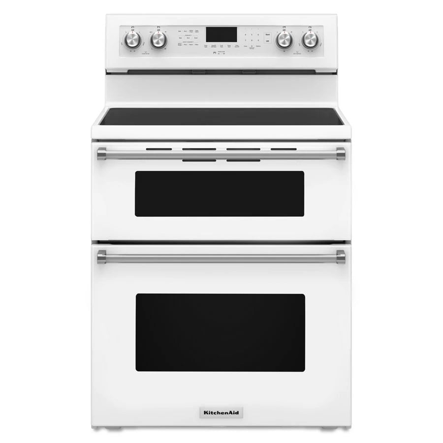 KitchenAid 30-Inch 5 Burner Electric Double Oven Convection Range - White (KFED500EWH)