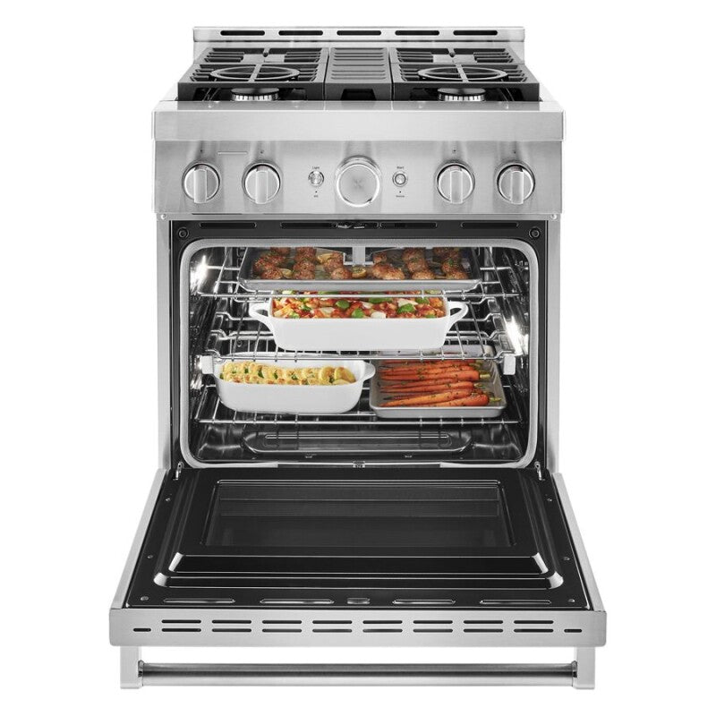 KitchenAid 30'' Smart Commercial-Style Gas Range with 4 Burners - Stainless Steel (KFGC500JSS)