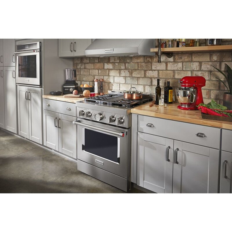 KitchenAid 30'' Smart Commercial-Style Gas Range with 4 Burners - Stainless Steel (KFGC500JSS)