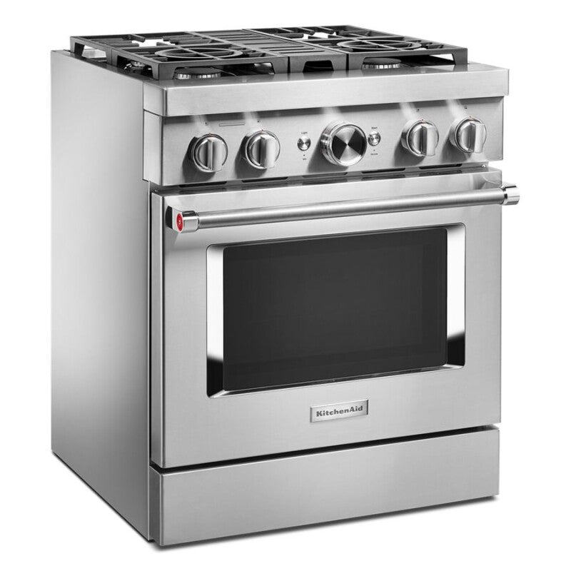 KitchenAid 30'' Smart Commercial-Style Gas Range with 4 Burners - Stainless Steel (KFGC500JSS)