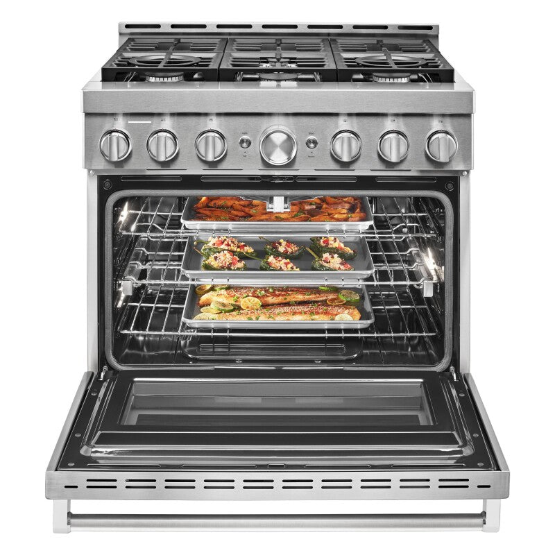 KitchenAid 36" Smart Commercial-Style Gas Range with 6 Burners - Stainless Steel (KFGC506JSS)
