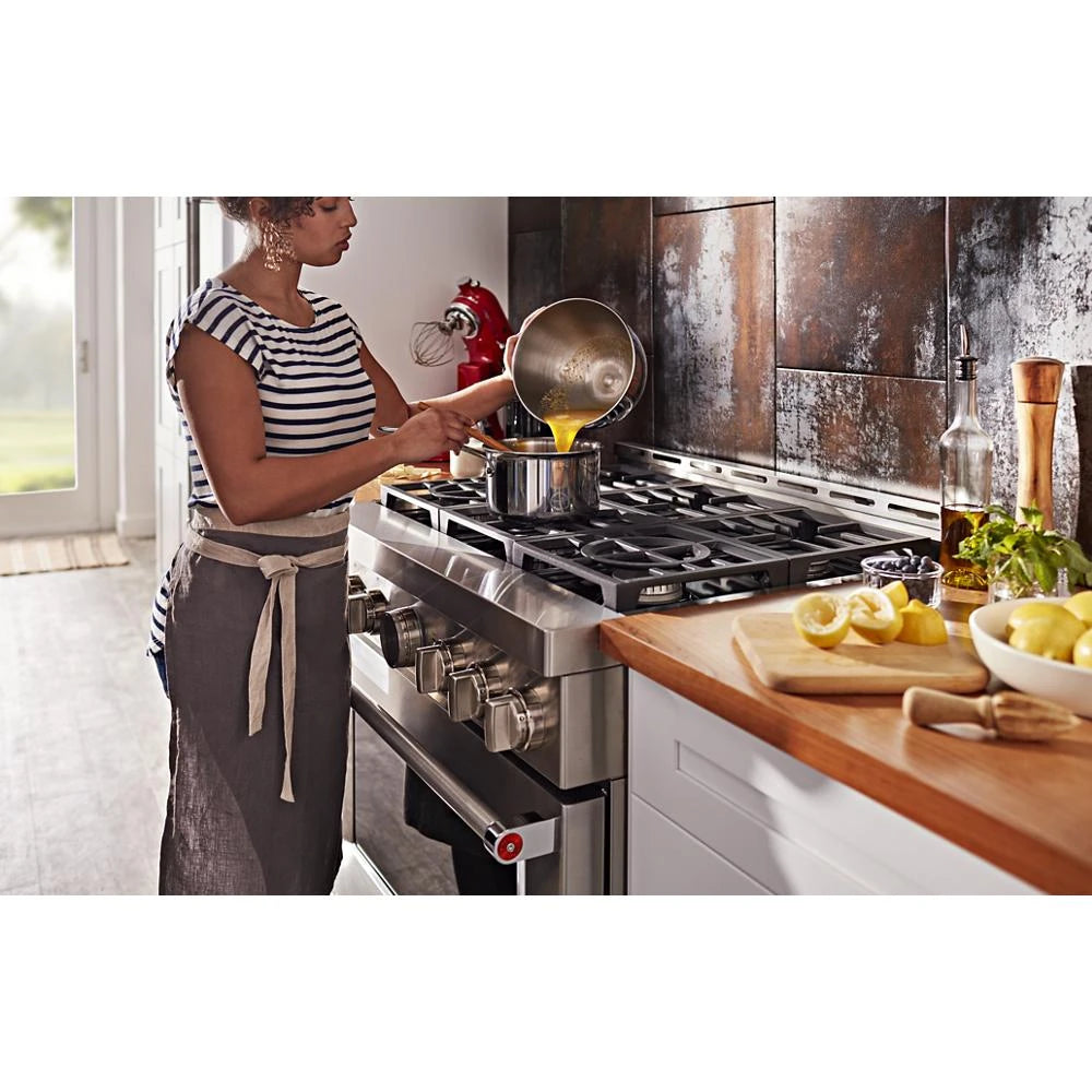 KitchenAid 36" Smart Commercial-Style Gas Range with 6 Burners - Stainless Steel (KFGC506JSS)