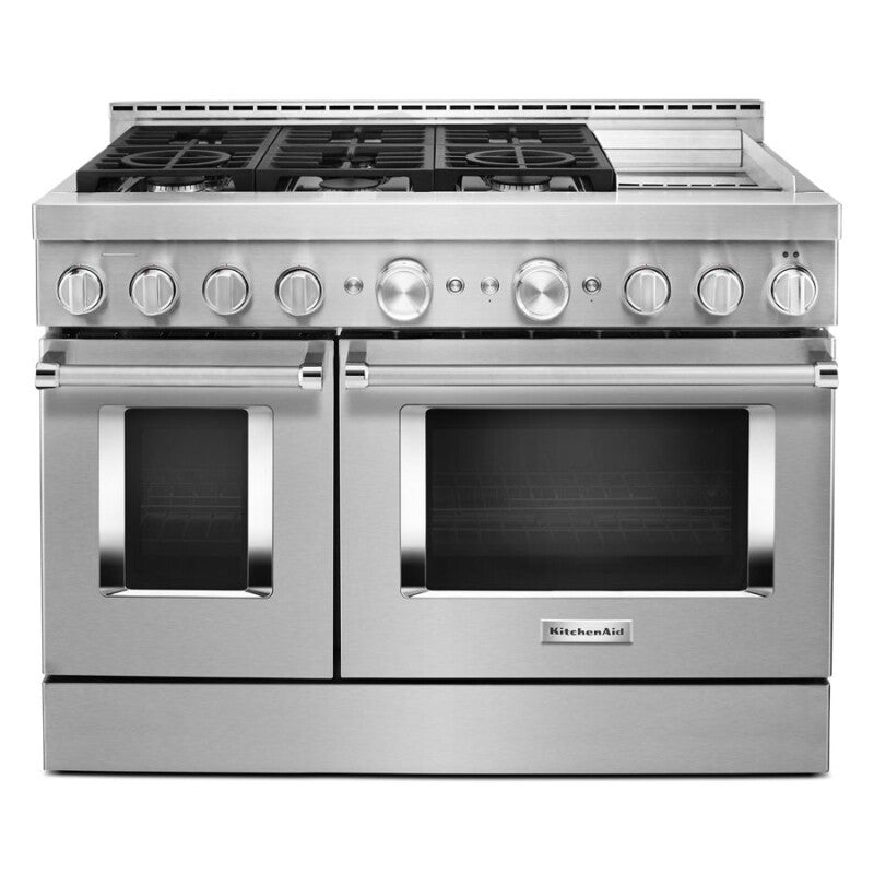 KitchenAid 48" Smart Commercial-Style Gas Range with Griddle - Stainless Steel (KFGC558JSS)