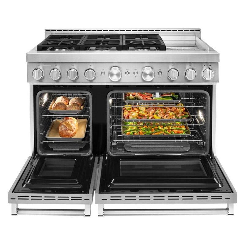 KitchenAid 48" Smart Commercial-Style Gas Range with Griddle - Stainless Steel (KFGC558JSS)