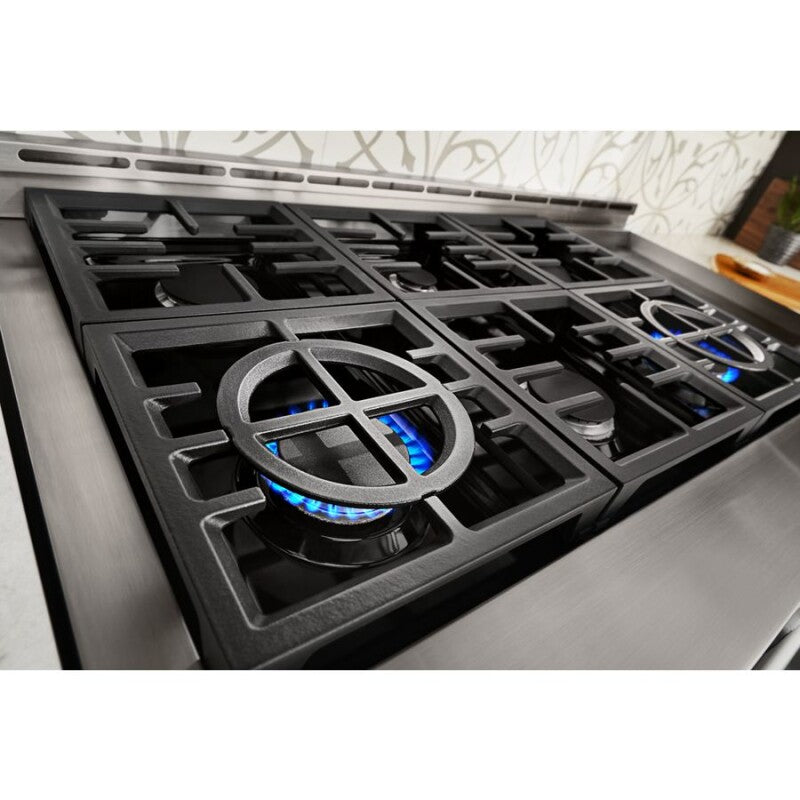 KitchenAid 48" Smart Commercial-Style Gas Range with Griddle - Stainless Steel (KFGC558JSS)