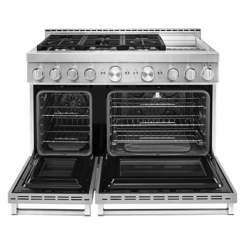 KitchenAid 48" Smart Commercial-Style Gas Range with Griddle - Stainless Steel (KFGC558JSS)