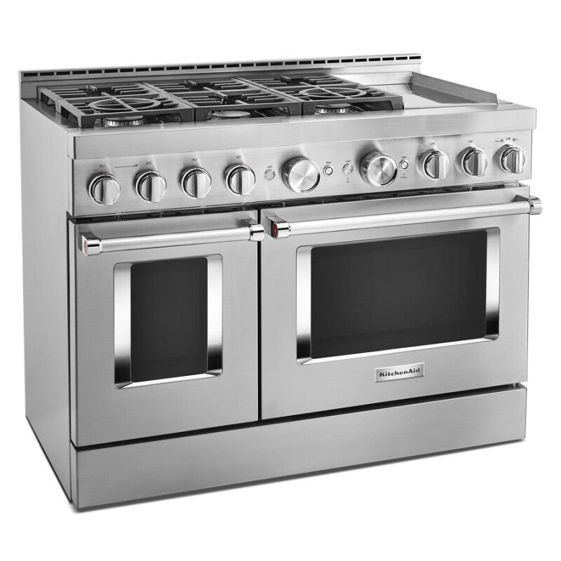 KitchenAid 48" Smart Commercial-Style Gas Range with Griddle - Stainless Steel (KFGC558JSS)