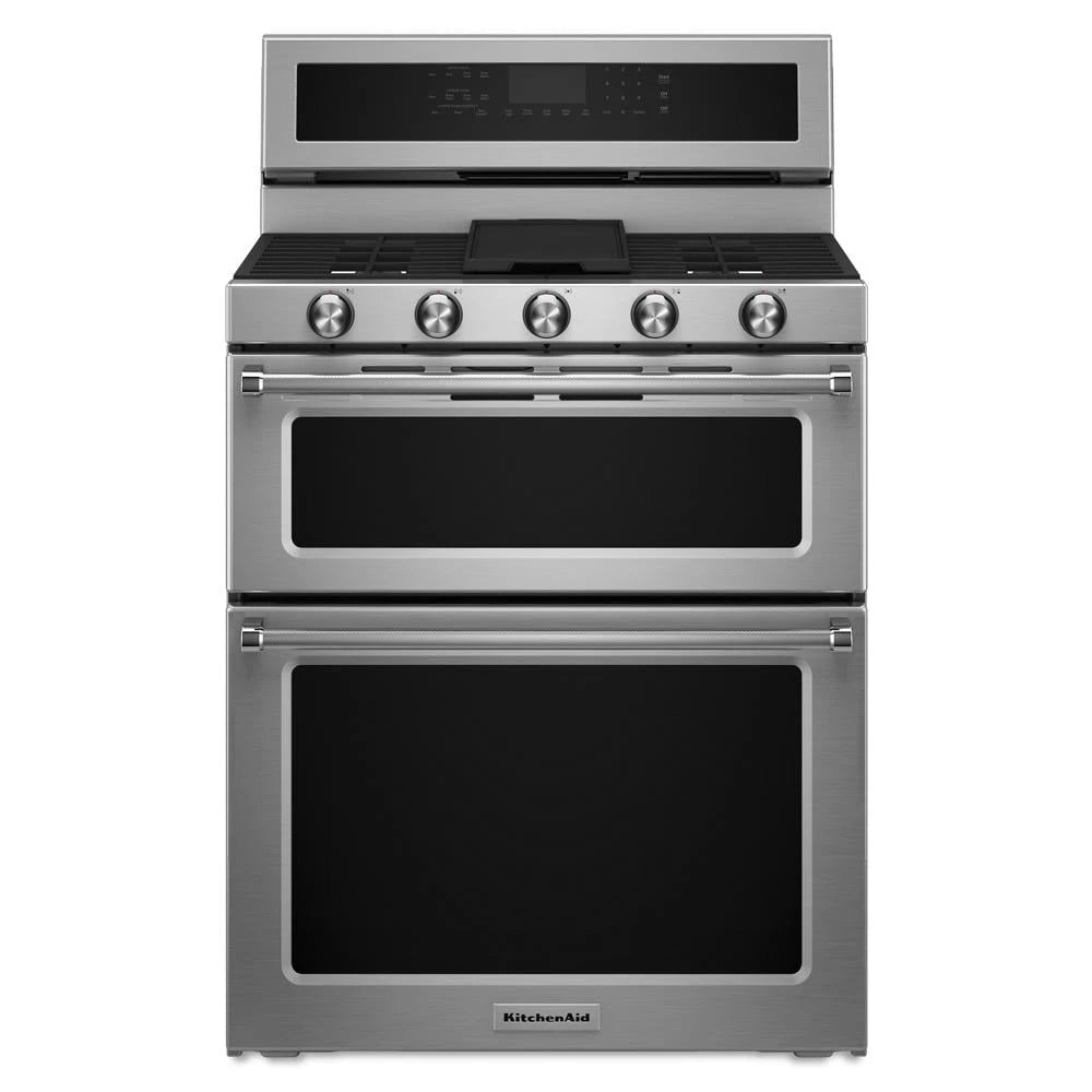 KitchenAid 30" 5 Burner Gas Double Oven Convection Range - Stainless Steel (KFGD500ESS)