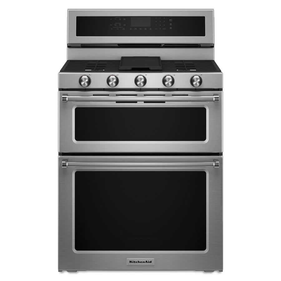 KITCHENAID 30-inch 5 Burner Gas Double Oven Convection Range - Stainless Steel (KFGD500ESS)