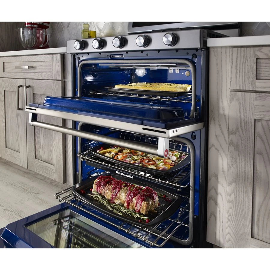 KITCHENAID 30-inch 5 Burner Gas Double Oven Convection Range - Stainless Steel (KFGD500ESS)