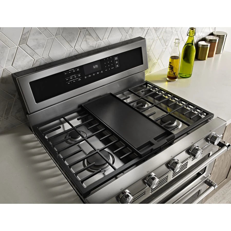 KITCHENAID 30-inch 5 Burner Gas Double Oven Convection Range - Stainless Steel (KFGD500ESS)